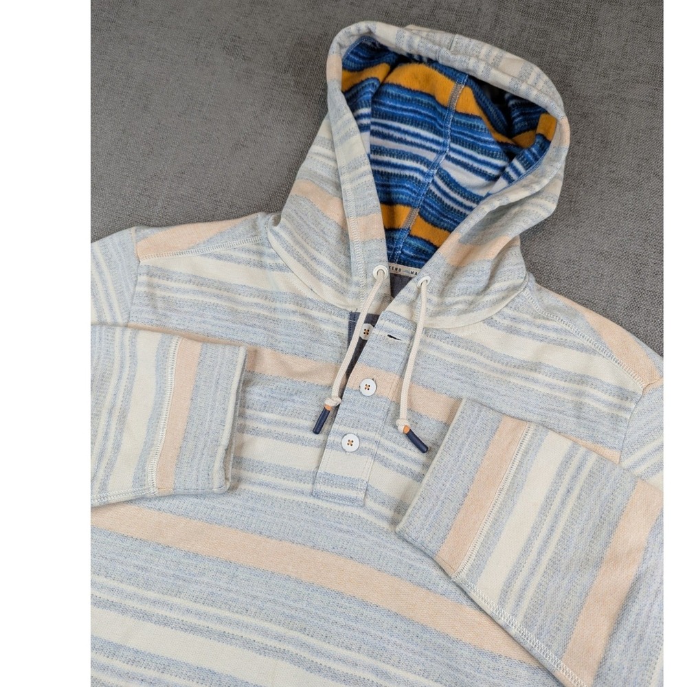 Tommy Bahama Hoodie Mens M Striped Henley Sunset Baja Sweatshirt Reverse Print